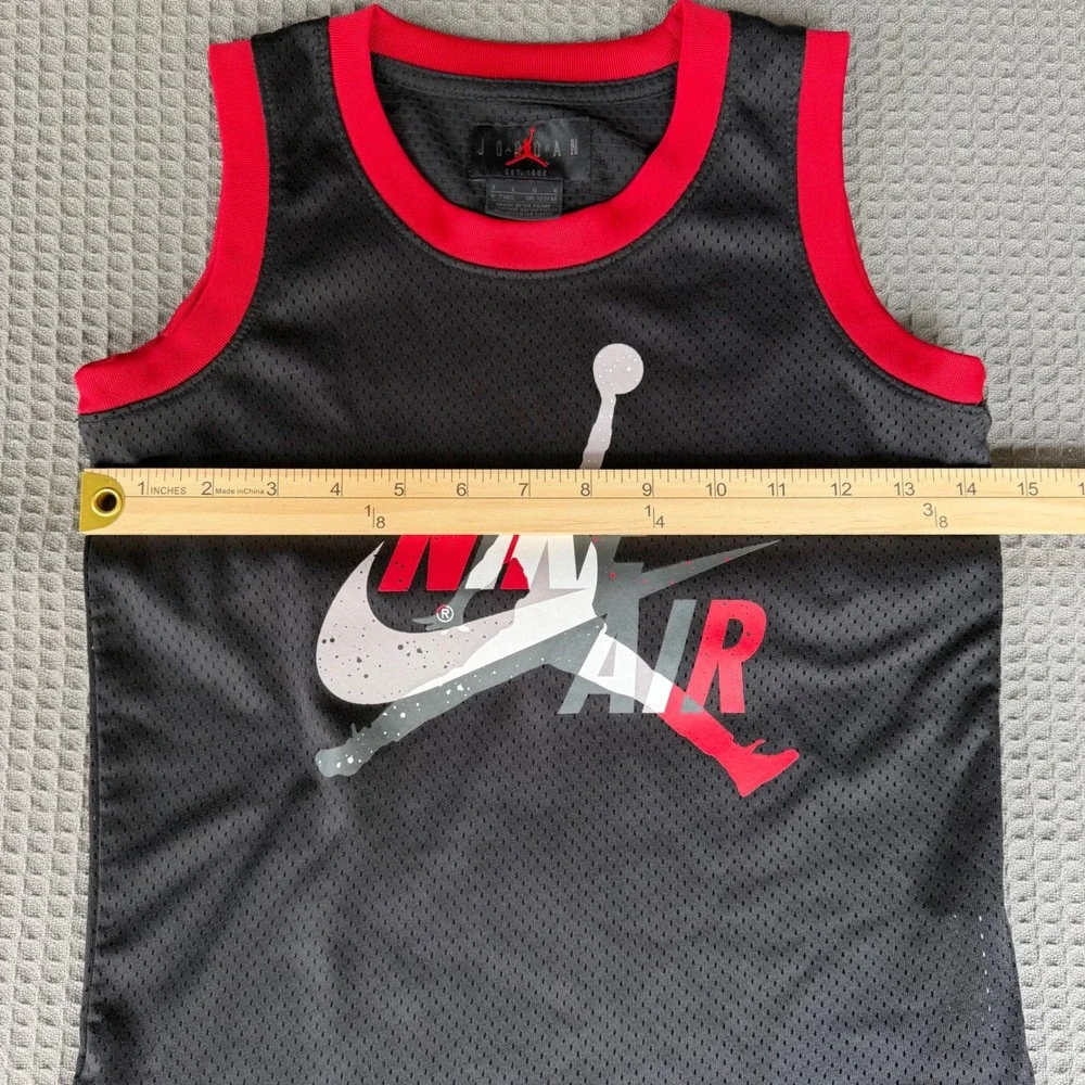 Jordan Boys Black Red Nike Air Jumpman Mesh Basketball Tank Top Size‎ 7 6-7Y